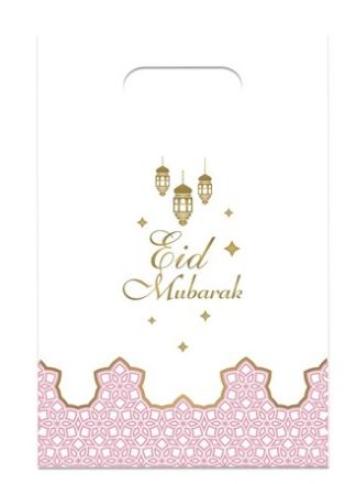 Plastic Partybags Eid Mubarak roze 6stuks
