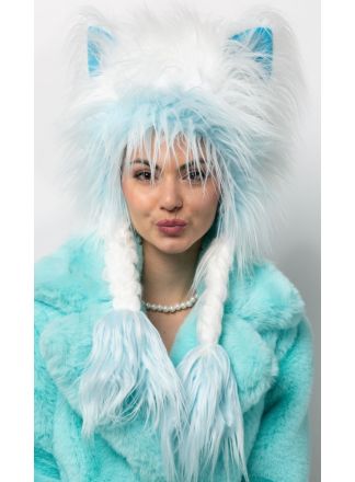 Pluche muts kat Turquase-wit