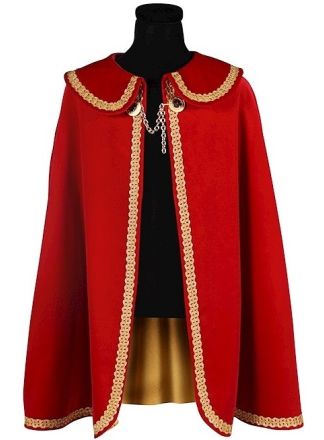 Prinsenmantel lang rood-goud 1maat