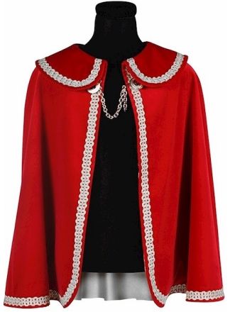Kinder Prinsen cape rood-zilver 1maat