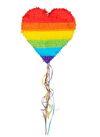 Pinata regenboog hart 37x36x7,5cm.