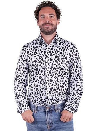 Heren blouse leopard white