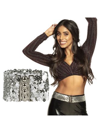 Riem pailletten zilver (60x5cm)