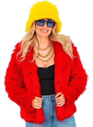 Dames bontjas rood- kort model