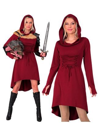 Historische rood basisjurk 1dlg.