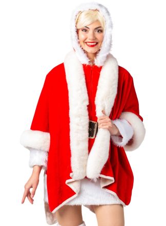 Rood -witte poncho/cape 1 maat