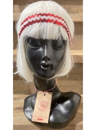 Hoofdband pailletten rood-wit