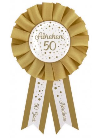 Party Rozet gold/white Abraham 50 jaar