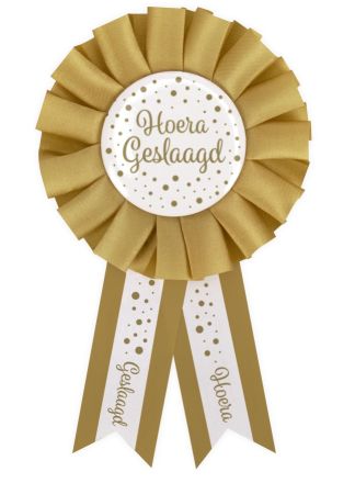 Party Rozet gold/white Geslaagd