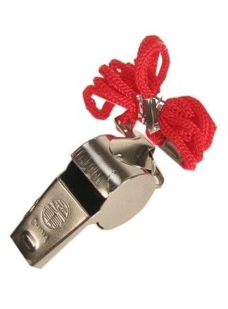 Scheidsrechter fluitje met rood koord