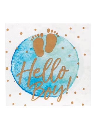 Papieren servetten Hello boy 33x33cm. 12st.