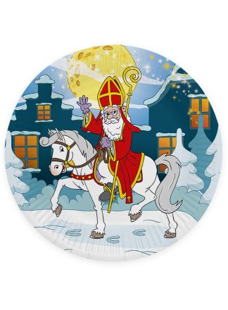 8 Sinterklaas op paard borden 23cm.