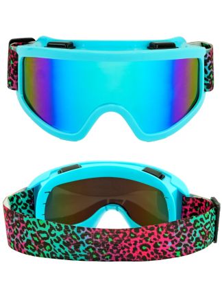 Party skibril turquoise animal print