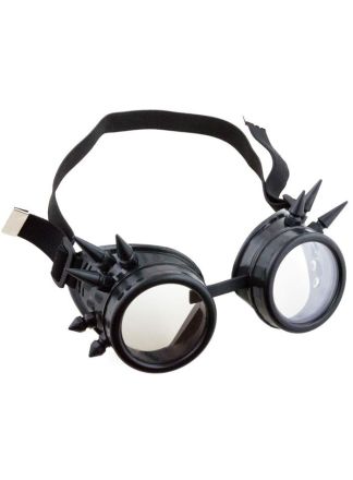 Steampunk bril met spikes zwart
