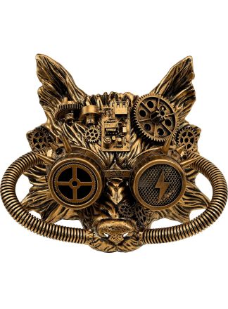 Steampunk wolf masker goud