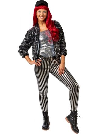 Legging met zwart-zilveren strepen