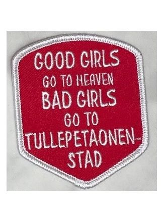 Strijkembleem BAD GIRLS Tullepetaonestad (8x9cm.)