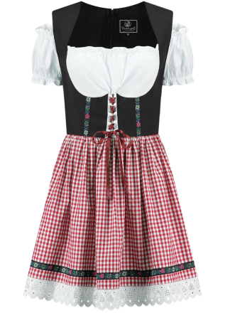 Tiroler jurk 1dlg. zwart-rood geblokt