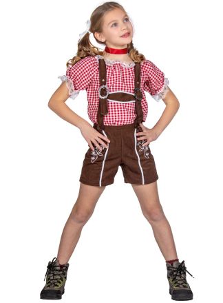 Kinder lederhose van stof 1dlg.