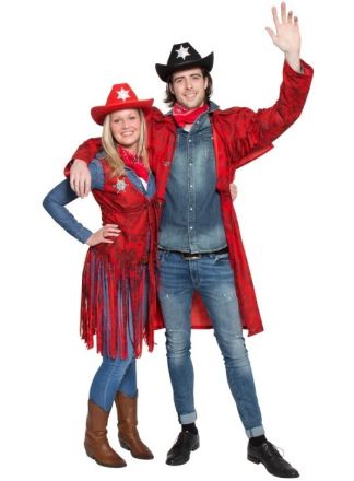 Toppers cowboy jas rood one size