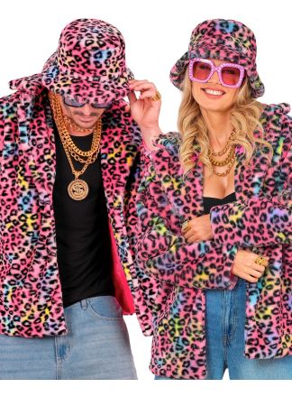 Unisex bontjas Leopard multicolor - halflang model