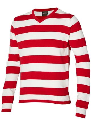 Trui Rood-wit met V-Hals