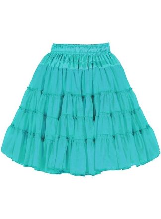 Lange petticoat 2lagen turquoise 52cm.