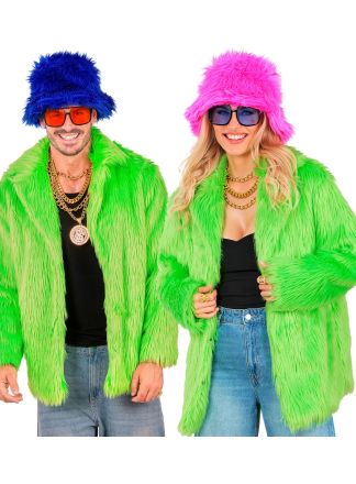 Unisex bontjas neon groen - halflang model