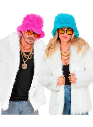 Unisex bontjas wit - halflang model