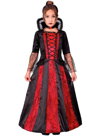 Vampier jurk meisje rood-zwart 2dlg.