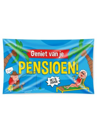 Vlag Cartoon Pensioen 150x90cm.
