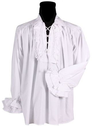 Heren Piraten blouse met ruches wit