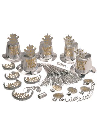 SILVER HAPPY NEW YEAR party kit (10personen)