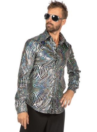 Zilveren Hologram Heren Blouse