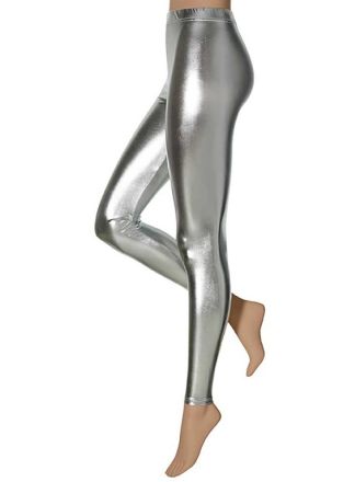 Zilveren metalic legging