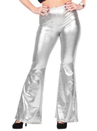 Zilveren metalic Flared broek