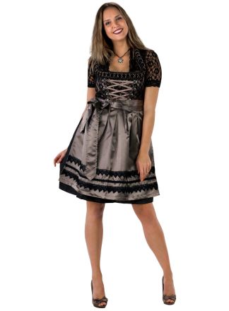 Dirndl 3dlg. zwart/taupe