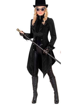 Zwarte Gothic dames jas 1dlg.