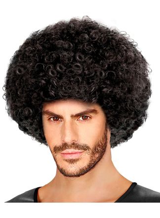 Zwarte krullen pruik actieprijs