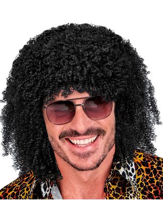 Zwarte krulletjes herenpruik