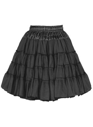 Lange petticoat 2 lagen zwart 52cm.